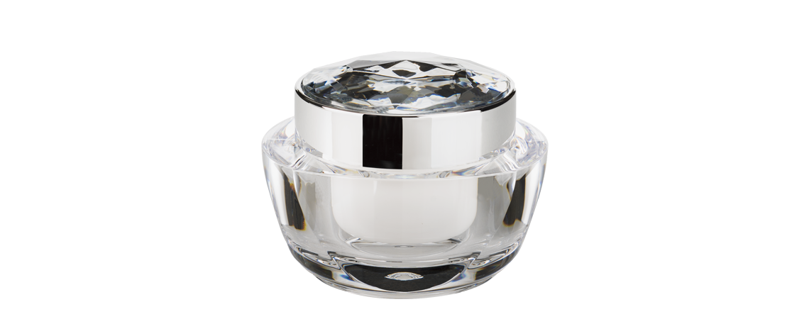 Acrylic square Cream Jar with Diamond cap 60ml - KDA-60-DD Violet Blossom packaging
